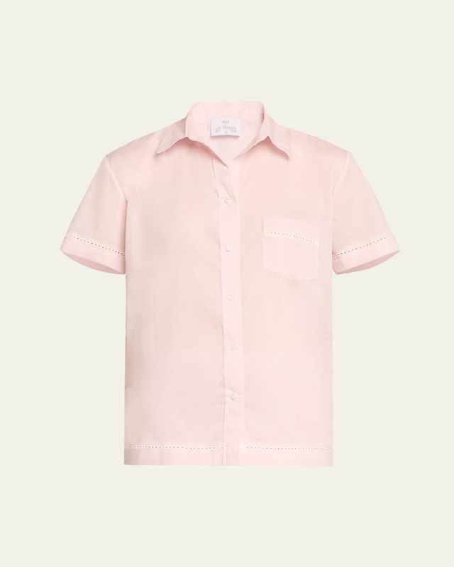 Cotton Lawn Short-Sleeve Crop Pajama Set